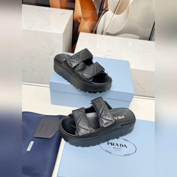 Prada Women’s Padded Nappa Leather Slides - Picture 6 of 9